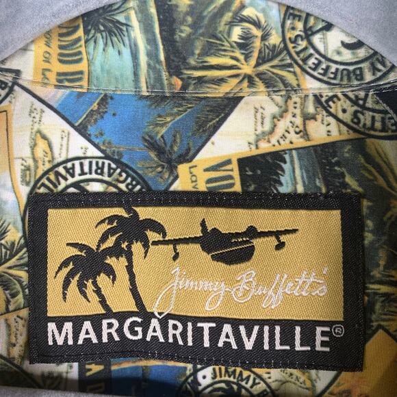 Jimmy Buffett Margaritaville Hawaiian Shirt Mens Size Medium Travel Short Sleeve - Picture 7 of 9